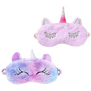 2 stuks slaapoogmasker, Annimal Cartoon oogmasker, pluche oogmasker, reizen, ademende oogmasker voor vrouwen en kinderen