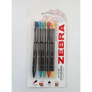 Zebra Zensations navulbaar/intrekbare pk5 2.0mm kleurpotlood Zwart/Blauw/Rood/Groen/Geel-1-233