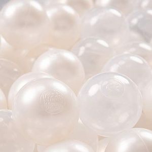 KiddyMoon 700 ∅ 7cm kinderballen speelballen voor ballenbad baby plastic ballen made in eu, parel/transparant