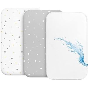 Hoeslaken Cododo (Set van 2) + 1 Waterdichte Matrashoes met Elastiek - 3-in-1 - Afmeting 50x83 cm - Compatibel met wiegjes, ledikanten en wiegjes - Voor Meisje en Jongen - Grijs patroon