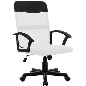HLFURNIEU Bureaustoel, in hoogte verstelbaar, comfortabel, van ademend mesh, ergonomische bureaustoel, draaibaar, middelhoge rugleuning, wit