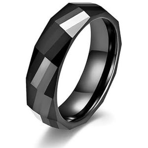 Diamant Eenvoudige Batch Hoek Zirkonia Keramische Heren- en Damesringen Neutrale Trend Reflecterende Lijn Zwarte Ring (Color : Section A, Size : 9#)