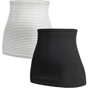 Herzmutter - Buikband voor Zwangere Vrouwen - Set van 2 - Zwart-Wit-Grijs - Shirt Verlenging - Rugwarmer