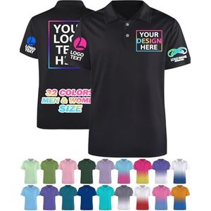 Aangepaste Polo Shirt Gepersonaliseerde Heren Vrouwen Polo Shirts Korte Mouw Ontwerp Uw Tekst Logo Foto Naam Voorkant Terug Print, effen kleur, L