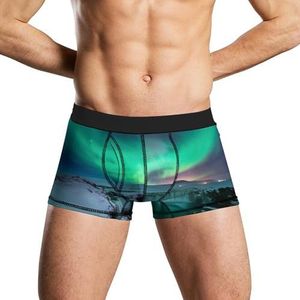 Groen Northern Lights Zacht Heren Ondergoed Comfortabele Ademend Fit Boxer Slip Shorts M
