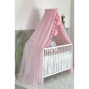 Baby Fancyroom Bedhemel voor babybed, prinses babywieg, muggennet, bijzetbed hemel, babykamer, decoratie, baldakijn kinderkamer van premium tule (roze)
