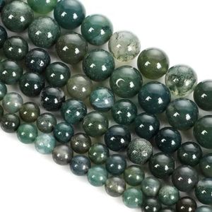 Natuurlijke Aquatische Agaat Kralen Mosagaat Onyx Ronde Losse Spacer Kralen Voor Sieraden Maken DIY Armbanden Handwerken 4/6/8/10/12MM-Groen-8mm-ongeveer 45st