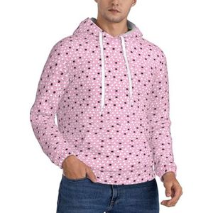 GUOLGP Witte Schapen Op Roze Achtergrond Print Mannen Hooded Pullover Mode Zachte Comfortabele Voor Winter Casual Dagelijks Dragen, Zwart, XS