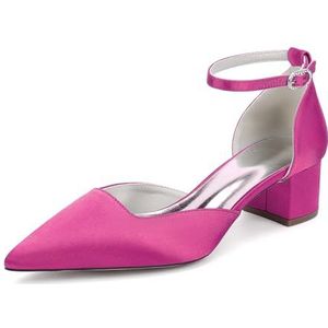 Recuriey Damessandalen - Spitse Chunky Heel Open Closed Toe Court Shoes, 4.5cm Elegant Wedding Party Wedding Shoes Damesschoenen,Rose,35 EU