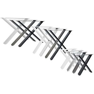 Natural Goods Berlin 2 x tafelonderstellen X-vorm design meubelglijders metalen tafelpoten scandic | Loft tafelframe van staal | tafelkuven, haarspelden legs (B70 x H72 cm (eettafel/bureau), zwart)