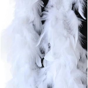 2Yards Pluizige Zwarte Veer Kalkoen Boa 38-40g voor Ambachten Bruiloft Kerstdecoratie Sjaal/Sjaal Natuurlijke Pluimen-WIT-40g