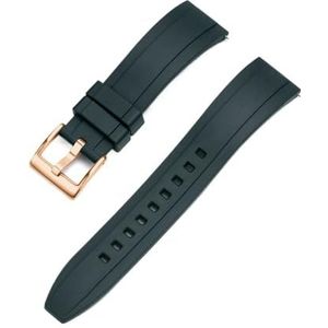 INEOUT FKM Rubber Horlogeband 20mm 22mm 24mm Armband Quick Release Polsband For Mannen Vrouwen Duiken Horloges Accessoires (Color : Green rose gold, Size : 24mm)