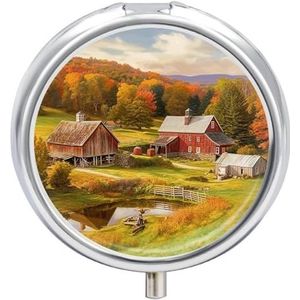 Country Farm Pillendoos voor Pocket Ronde Pillendoos 3 Compartiment Decoratieve Draagbare Reizen Pil Houder Tablet Vitamine Organizer Mini Pil Case