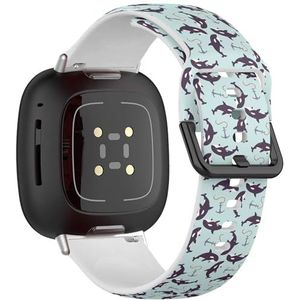 Zachte sportband compatibel met Fitbit Sense / Sense 2 / Versa 4 / Versa 3 (orka grunge vintage 2) siliconen armband accessoire