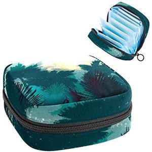 Opbergtas voor maandverband Pads, Menstruatie Cup Pouch, Periode Bag Organizer voor vrouwelijke Pads Tampons, Plantenpatroon