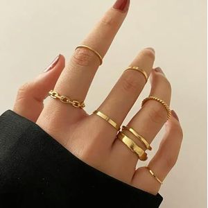 Vintage Koreaanse gouden zilveren kleur parel ringen Set sieraden voor meisjes vlinder holle hart Ring voor vrouwen -AR0044