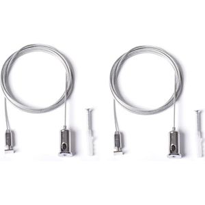 AFTERTECH Set van 2 ophangkabels voor plafondophanging, profielen model 3535R, kabellengte 2m, 2m, 200cm, M2H1