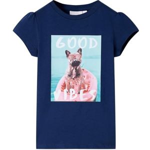 Kindershirt hond in bootprint 92 marineblauw