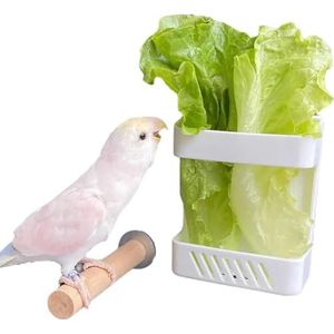 GUIRUI Vogelpapegaaienvoederbak met standaard, plastic voerbak voor meerdere huisdieren, duurzaam groenterek, hangende manden voor vogel, konijn, hamsterkooidecoratie