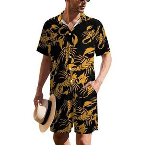 Emperor Scorpion Hawaïaans pak voor heren, set van 2 stuks, strandoutfit, shirt en korte broek, bijpassende set