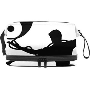 Grote capaciteit reizen cosmetische tas, yin yang zwart wit, make-up tas, waterdichte make-up tas organisator, Meerkleurig, 27x15x14 cm/10.6x5.9x5.5 in