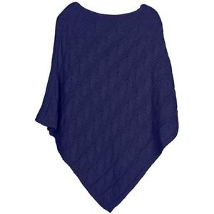 styleBREAKER gebreide poncho met vlechtpatroon, ronde hals gebreide poncho, grof gebreid, dames 08010040, Kleur:Koningsblauw