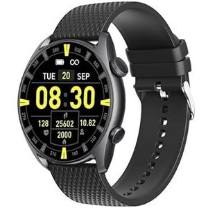 Smart Watch Bluetooth-oproep Multisport Gezondheid AMOLED-scherm Waterdichte stemassistent (Color : Black)