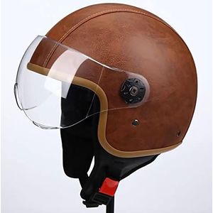 Open Motorhelm, Vintage Jethelm Piloot Cruiser Scooterhelm, Uniseks Helm ECE DOT Gecertificeerd B,M