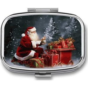 Merry Christmas Santa's Pill Box Pill Case Leuke Pil Organizer Pil Houder Geneeskunde Pil Organizer Pil Container Dagelijkse Pil Organizer Kleine Pillendoos Pil Case voor Portemonnee Pocket