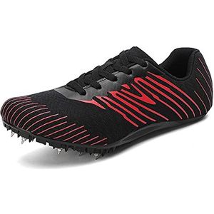 SDEQA Track- en veldschoenen voor mannen Vrouwen Kids jongensmeisjes 8 spikes mesh ademende atletische schoenen Spikes sneakers voor professioneel hardlopen springracen,zwart,39 EU