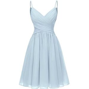 HPPEE Afstuderen jurk off-shoulder thuiskomst jurken voor junior korte rok met zakken WYX548, Hemelsblauw, 54 grote maten