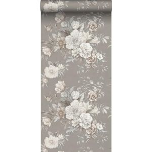 behang bloemstilleven taupe 53 cm x 10.05 m - van Sanders & Sanders