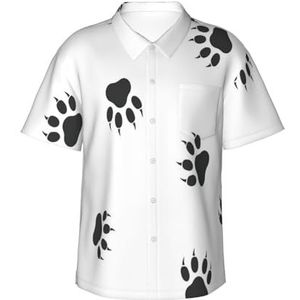 EdsfFehs Hawaiiaans herenshirt met berenpootafdruk, licht, ademend, korte mouwen met voorzak (S-3 XL), Zwart, S