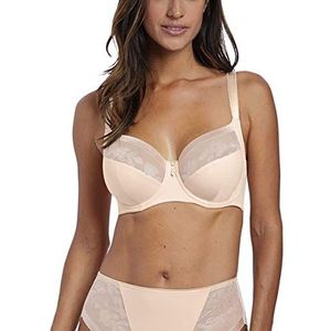 Fantasie Vrouwen Illusion Onderdraad Side Ondersteuning Volledige dekking BH, Natuurlijke Beige, 75D