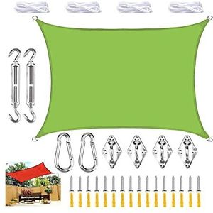 Rechthoekig Zonnezeil Waterdicht UV-bescherming 95% Polyesterbestendig En Ademend For Tuinterras Met Touw (Color : Green, Size : 2x2m)