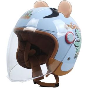 Kinderhelm Voor 4-13 Jaar, Kindermotorfiets Scooter Halve Helm, ATV Crossmotor Open Helm ECE Goedgekeurd B,48-56cm