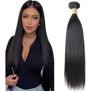 Lakaisa Straight Human Hair Bundles Natural Black Human Hair Extensions Real Hair Extensions Double Weft for Sew Single Bundle Remy Hair Low Shedding for Woman 12 Inch