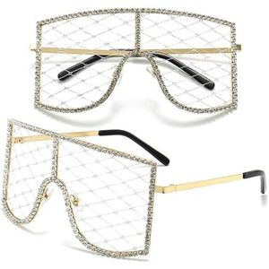 GALSOR Kleurrijke feestbril DIY mesh gepersonaliseerde bril dames feest bal diamanten zonnebril decoratie bril (kleur: 4, maat: één maat)