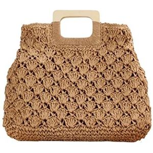 Stro Strandtas Casual Rotan Grote Capaciteit Tote Vrouwen Rieten Geweven Handtassen Zomer Strandtas Lady Big Handgeweven Draagtas (Color : A)