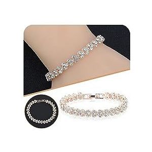 Armband, Strass Armband for Vrouwen Meisjes Romeinse Stijl Elegante Sprankelende Zirkoon Armbanden Mode-sieraden Cadeaus for Dames (Color : A_One Size)