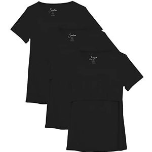 Sosolism 3-Pack Borstvoeding Tops Modal Moederschap Nursing Tops Korte Mouw Verpleging T-Shirt, Zwart/Zwart/Zwart, S