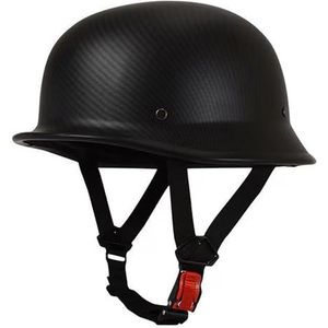 Half-Motorfietshelm ECE-Goedgekeurde Helmen In Duitse Stijl, Voor Heren Dames Low Profile Retro Skull Cap Open Face Motorhelmen Scooter Bromfiets Chopper A,XXL(63-64CM)