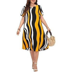 voor vrouwen jurk Tuniekjurk met golvende strepen en print (Color : Multicolore, Size : 4XL)