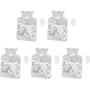 Warmwaterkruikzak verdikte PVC explosieveilige brede mond warm water zak 5 stuks (2 katten patroon)