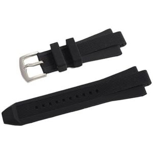 Jeniko 29 mm x 13 mm horlogeband compatibel met Michael Kors Mk8184 8729 9020 MK8152 MK9020 MK9026 siliconen horlogebandaccessoires met verhoogde mond(Color:Black Silver Buckle)