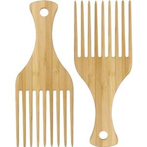 2Pcs Houten Kam Brede Tand Haarborstels Geen Statische Kam Krullen Kam Massage Borstels Stukken Kam Afro Kam Voor Krullend Haar