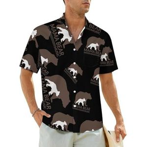 Mama Bear Muziek herenhemden korte mouwen strandshirt Hawaiiaans shirt casual zomer T-shirt XL