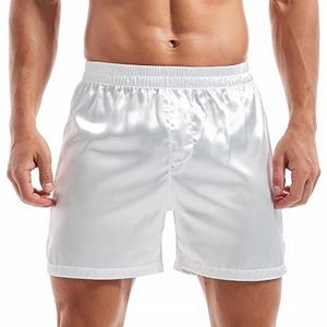 Amy Coulee Satijnen slaapshorts heren nachtkleding boxershorts, wit, M