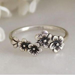 Vintage zilveren kleur Rose bloem Ring eenvoudige ringen voor vrouwen partij verjaardag Retro partij sieraden accessoires-6