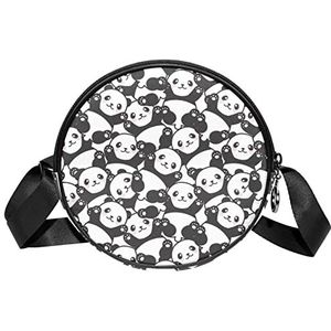 Ronde Crossbody Tas Messenger Purse voor Vrouwen Panda Zwart wit schat, Meerkleurig, 6.7x6.7x2.3 in, Sling Rugzakken